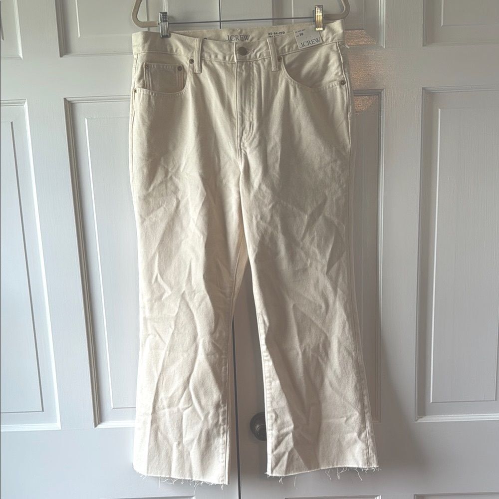 NWT J. CREW 84 KICK OUT CREAM NATURAL FLARE LEG JEANS DENIM ANKLE PANTS SIZE 30